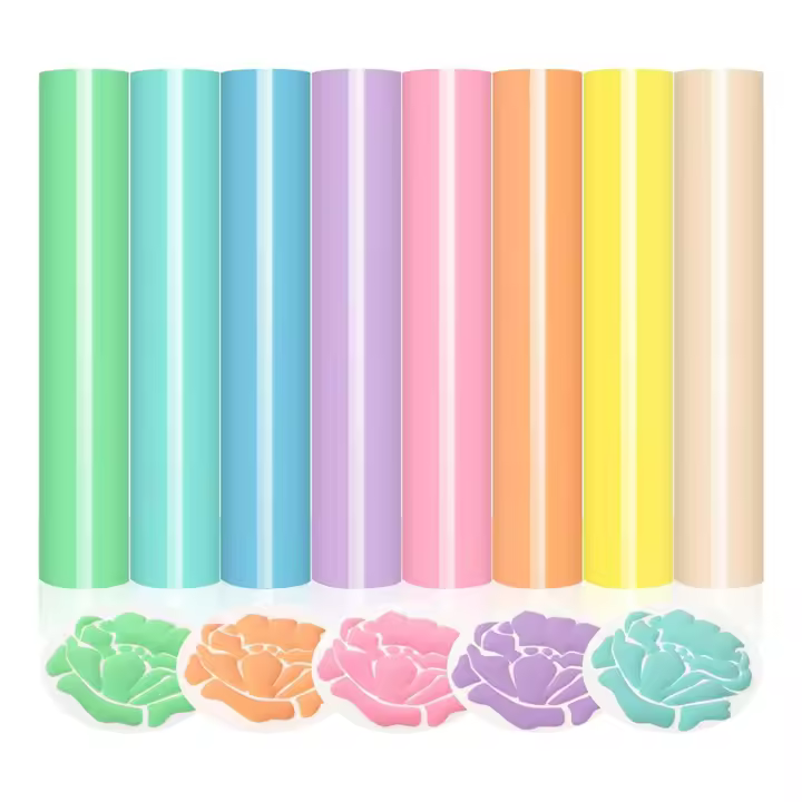 Vinilo de transferencia de calor Puff 3D Puff HTV, 8 colores, 30x25 pulgadas, color Pastel, camiseta de vinilo para planchar - 1