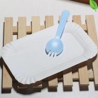 100Pcs Bandeja Rectangular Para Pastel De Papel Blanco Utensilios De Cena Desechables Tamaño 16*10.5 Cm Material Plástico - details 7