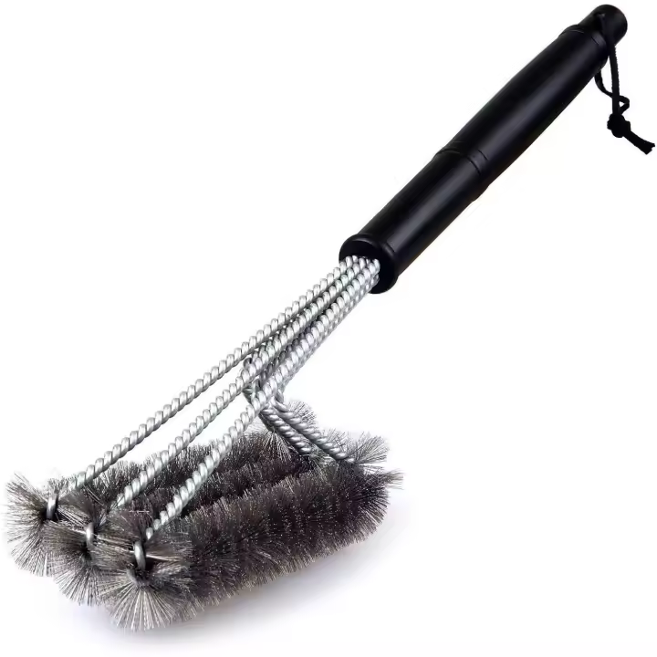 Cepillo de limpieza de barbacoa triangular de metal de 18" - Cerdas de acero inoxidable de alta resistencia para limpieza fácil y eficaz - 1