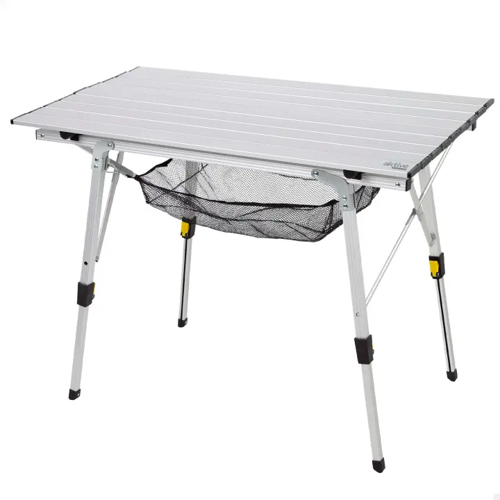 AKTIVE Mesa plegable, 90x51x45/70 cm, Altura ajustable, Topes antideslizantes, Máx. 30 kg, Malla extraíble, Bolsa de transporte, Mesa camping y picnic, Mesas plegables - 1