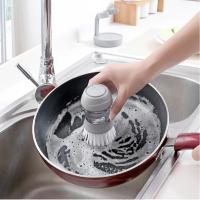 Cepillo De Cocina Automático De Limpieza No Adhesivo Con Presión Tipo Herramienta De Limpieza De Utensilios De Cocina Ecológico Plástico Para Lavado De Ollas Y Platos - details 2