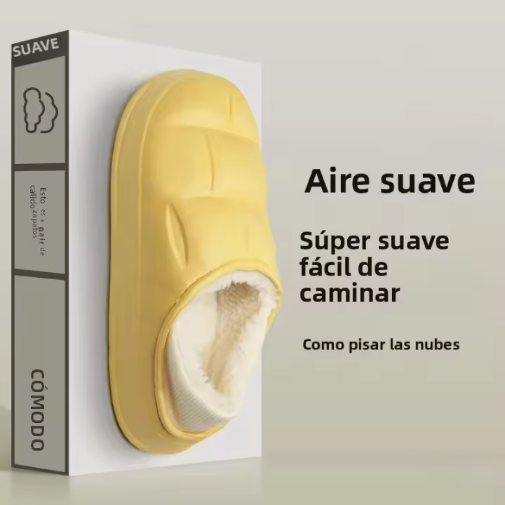 Chinelos De Invierno Para Mujer Con Peluche Adicional Cierre Pull on Material Superior EVA Tacón Medio Tipo De Suela EVA - 1