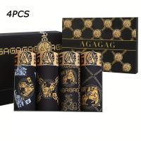 Juego De 4 Boxers Para Hombre Sexy Y Retro Antibacteriano Transpirable Shorts De Pecho Planos Y Cómodos Talla L-4XL Colores Negro Y Oro - details 0