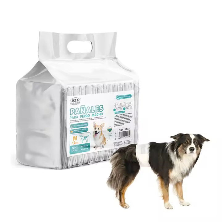 SMELL & SMILE Pañales Desechables para Perro Pañales para Perros Macho Pañal Sanitarios para Perro Mascotas Bragas Higiénicas Suaves absorbentes (M-20.5 x 61 CM) - 1