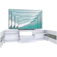 Mueble de TV moderno Nyana Home | Diseño elegante con iluminación LED | Amplio almacenamiento con 2 puertas y 1 cajón | Sistema Push-to-Open | Medidas: 177x45x39 cm - details 1