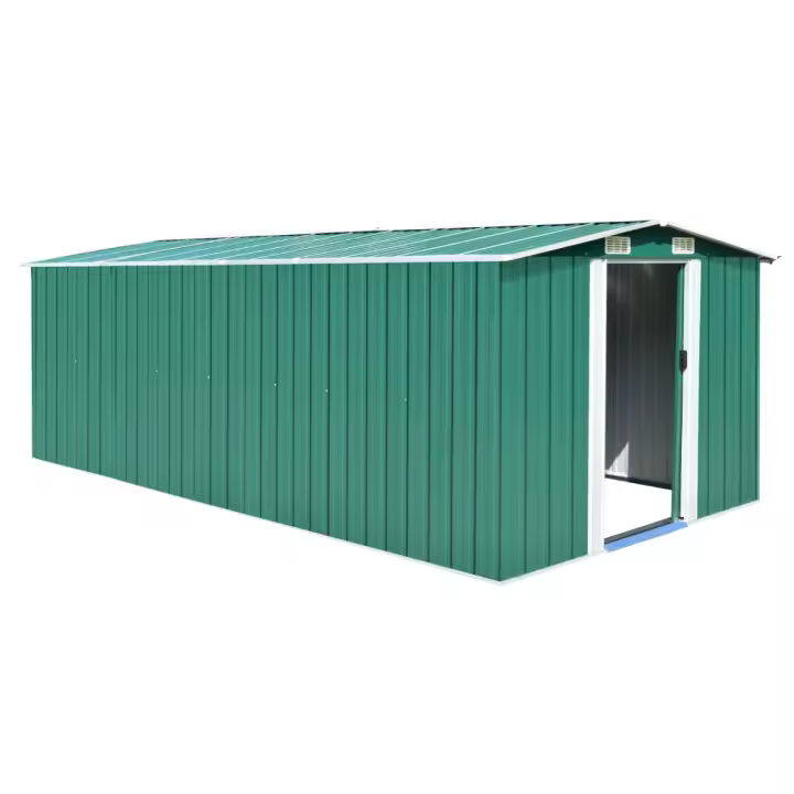 vidaXL Caseta de jardín metal verde 257x489x181 cm - 1