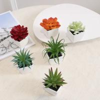 Mini Plantas Artificiales De Suculentas En Blanco Bonsái Set De 6 Piezas Para Decoración De Escritorio Y Ventana Interior - details 1