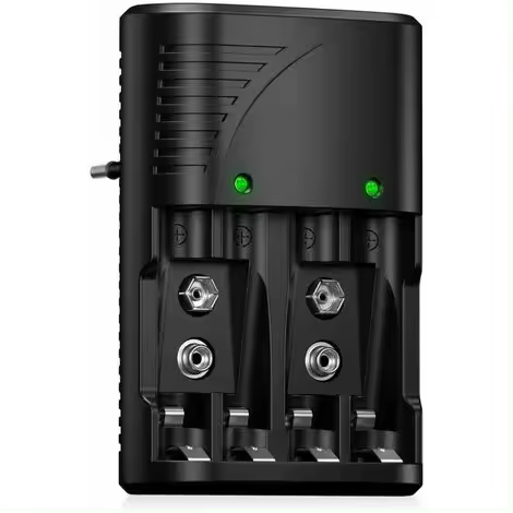 Cargador de badería universal AA/AAA/9 V, Cargador rápido para baderías recargables AA/AAA NI-MH or 9 V with LED indicador, Voltaje Mundial de 100-240 V - 1