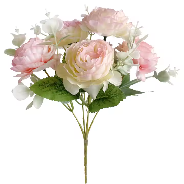 Poenia Arte Floral - Flores y Plantas Artificiales - Ramo de Peonias 32cm - 3 Piezas - 1