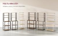 VASAGLE Estantería de Cocina, Estantería de Panadería, 6 Estantes y 6 Ganchos, para Microondas, Marco de Acero, Industrial, 40 x 60 x 167 cm, Marrón Rústico y Negro Tinta/Gris y Negro/Gris Carbón y Negro Tinta/Roble y Blanco - details 3