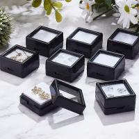 Caja De Exhibición De Piedras Preciosas Negras 16 Piezas 1.14x1.14x0.63 Pulgadas Contenedor De Joyas Sueltas Con Tapa De Vidrio Transparente - details 4