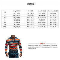 Camiseta de manga larga Henry holgada informal con cuello redondo y rayas coloridas para hombre, estilo americano, otoño e invierno, nueva - details 4