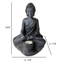 Figura de Buda Sentado Negro con Luz Solar LED RESINA 28X21,5X21,5 CM Para Decoración de Jardín Exterior IP44 - details 3