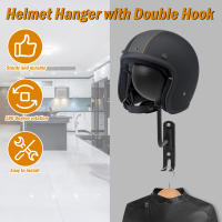 Soporte De Casco De Motocicleta Con Gancho Doble Y Rotación De 180 Grados Soporte Espacioso Para Cascos De Motocicleta Montaje En Pared - details 1