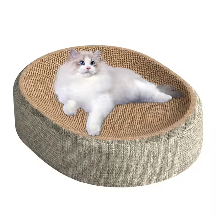 Cama De Rascado Para Gatos En Forma Oval Resistente Al Desgaste Sisal Almohadilla De Descanso Multifuncional Para Mascotas - 1