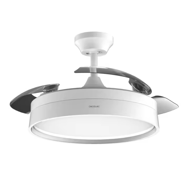 Energysilence Aero 4200 invisible white Ventilador de techo con 3 aspas retráctiles, con motor DC de 35 W, iluminación LED, temporizador hasta 8 horas, función winter-summer, 6 velocidades, mando a distancia. - 1