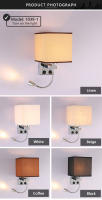 Lámpara De Pared Moderna E27 Con Luz De Lectura LED Y USB Para Dormitorio Sala De Estar Hotel Instalación En La Pared Material De Tela - details 3
