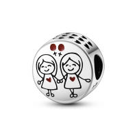 Encantos De Pareja De Niño Y Niña Platinados Con Circonia Para Pulsera O Collar Joyería Para Mujer Pendiente Clásico De Moda Vintage Romántico - details 48