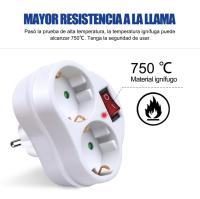 EXTRASTAR- Adaptador 2 en 1 con Interruptor y 2 Enchufes Schuko, Blanco - details 4