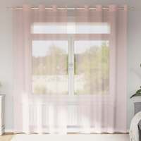 vidaXL Cortinas de gasa con ojales 2 uds 140x245 cm en color Rosa claro/orange/Arena y más | protección solar decorativa para ventanas hogar oficina dormitorio fácil de instalar - details 0