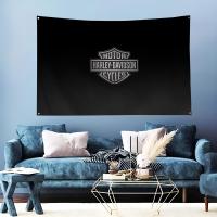 Bandera De Harley Davidson H Para Decoración De Habitaciones Y Salas Con 4 Agujeros Material Poliéster Y Bambú Para Exteriores Y Oficinas - details 3