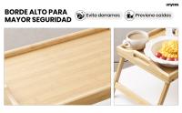 UNYCOS Mesa auxiliar plegable de bambú con divisor para ordenar, lectura y desayuno (work table) - details 4