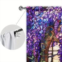 2pcs Cortina De Vidrio Estampada Con Flor De Wisteria Para Decoración Del Hogar - Bolso De Percha Para Dormitorio Oficina Cocina Y Sala De Estar - details 6