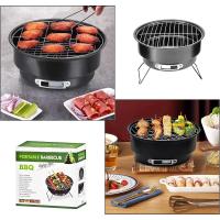 Barbacoa Portátil Redonda De Carbón Para Exterior Con Manija Estufa Circular De Hielo Pequeña Para Picnics Camping Y Cocina En Casa - details 0