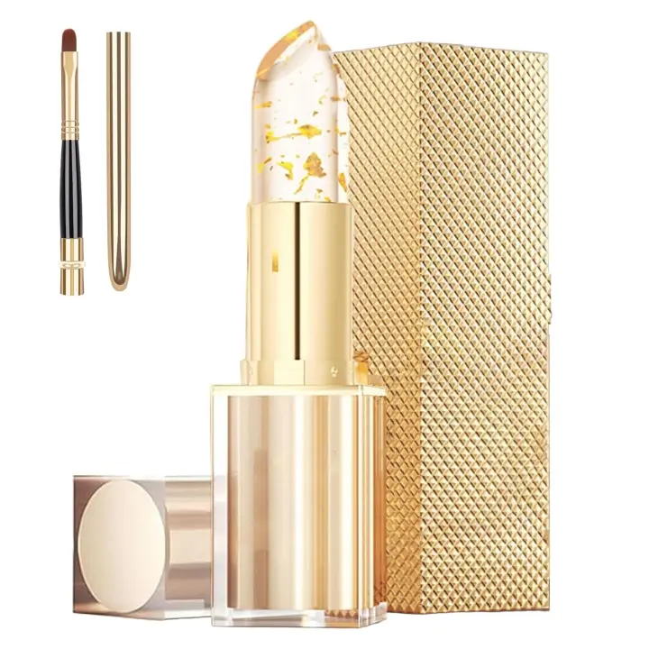 Lápiz labial que cambia de color, resistente a la transferencia, con cristales dorados, brillo labial hidratante con pH, brillo brillante de larga duración, perfecto para regalar en Acción de Gracias (2 unidades, 3,5 g) - 1