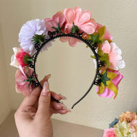 Diadema De Flores Coloridas Para Niñas Adorno De Cabello Simulación De Flor Corona De Novia Para Boda Accesorio Para Mujer - details 14