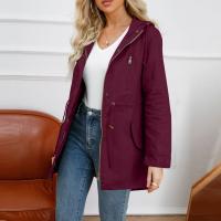 Abrigo De Trench De Algodón Para Mujer plus Talla Con Capucha Estilo Casual Cierre De Cremallera Manga Larga Color Sólido Para Otoño E Invierno - details 1