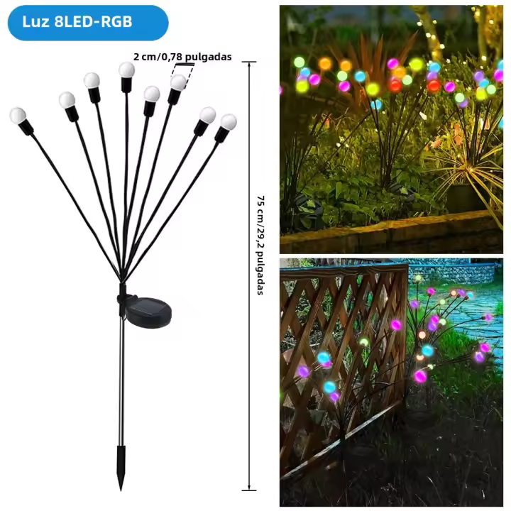 Luces De Mosquitero Solar RGB Para Jardín IP65 Impermeables Decoración De Patio Con 8/10LED Lámparas De Viento Modernas - 1