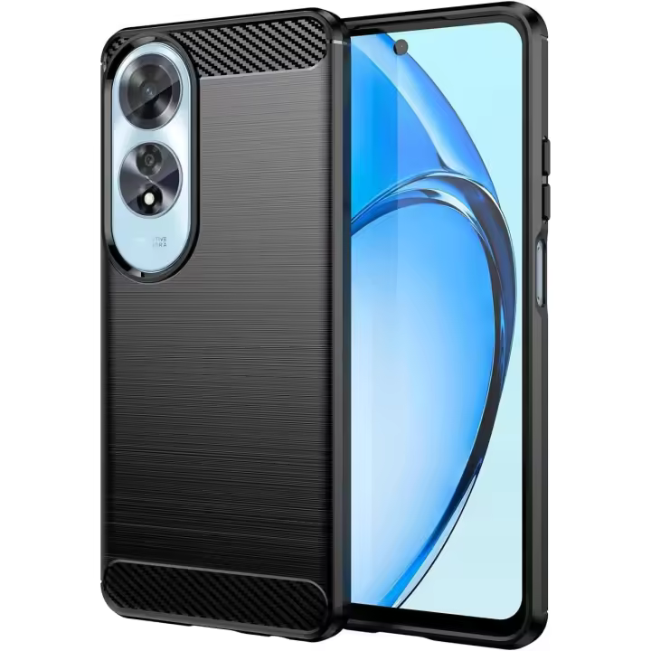 Funda Oppo A60 (4G) Carcasa Silicona Gel Negro Fibra Carbono CBN + Protector Pantalla Movilear - 1