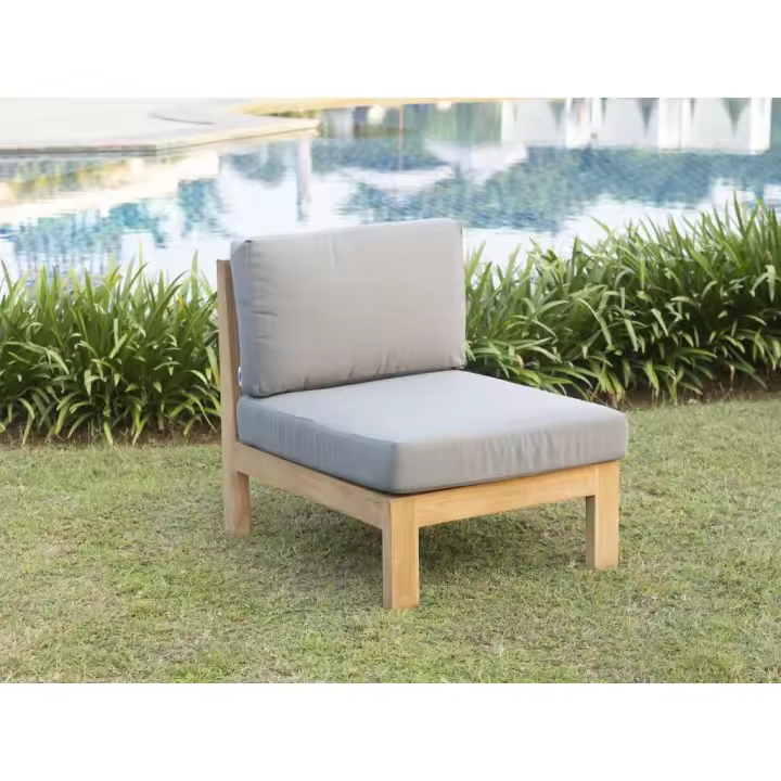 Vente-unique - Silla de jardín de teca - Natural claro y gris - SUMINI de MYLIA - 1