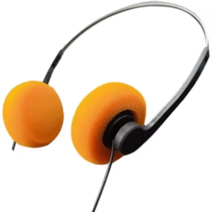 Auriculares supraaurales retro naranjas, con un toque vintage, ligeros y retro, estéreo de alta fidelidad. - 1