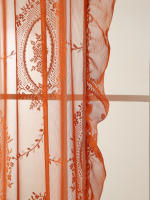Cortinas De Encaje Naranja De 78 Pulgadas Con Espejo Redondo Para Sala De Estar Dormitorio Balcones Decoración De Hogar Y Fiestas - details 9