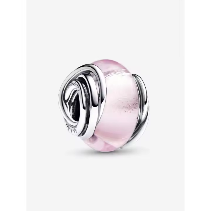 Pandora - Charm de cristal de Murano Rosa-Plata de Lei - 1