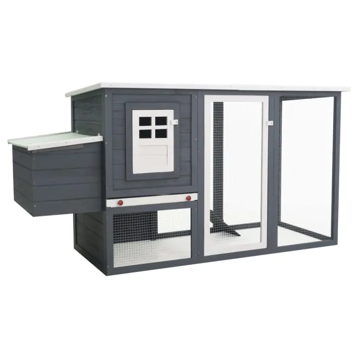 Chicken Coop at Aire Libre with 1 Casa de escotilla de Madera Gris - 1