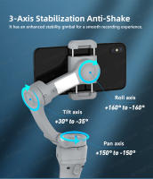 Stabilizador Gimbal De 3 Ejes HQ6 Para Teléfono Móvil Con Luz De Iluminación De Relleno Rastreo De Cara Y Anti Desbaste Para Android iPhone Grabación De Vídeo - details 6