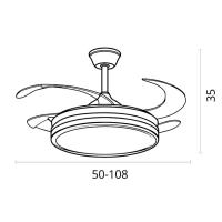 Ventilador de Techo DC NEW ASGARD cuero, 4 aspas retráctiles, 72W LED 3000|4000|6000K, Al.35xD.108/50cm - details 1