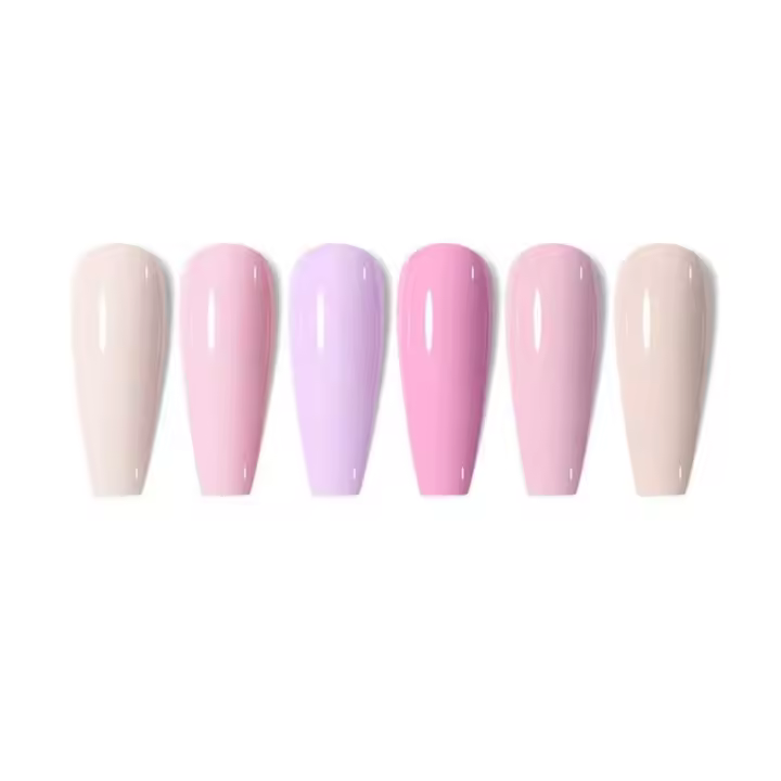 Kit 6 Piezas Esmalte de Uñas de Gel Color Nude con Brillo UV - 1