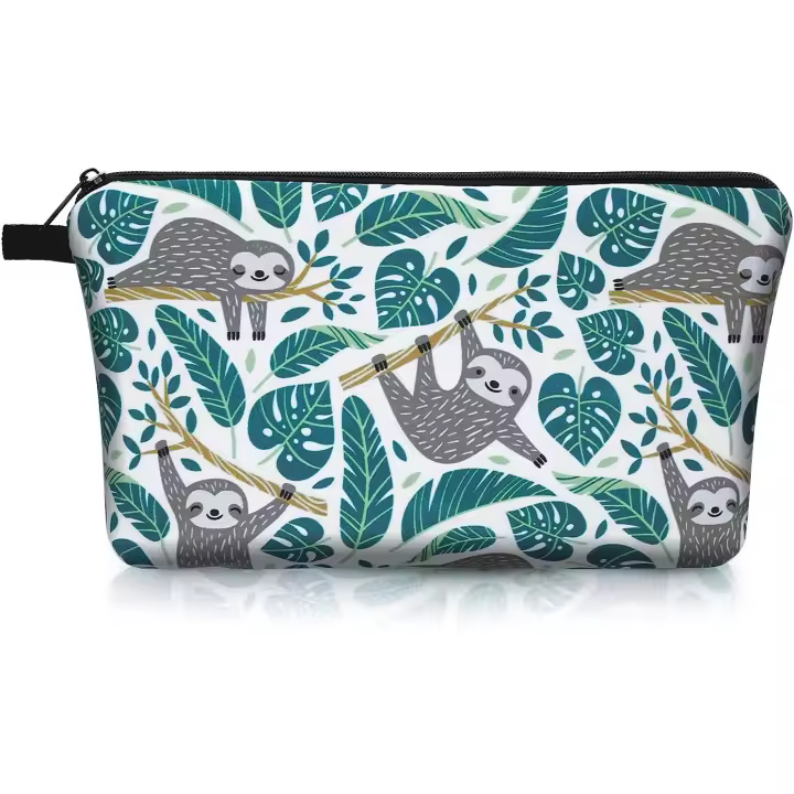 Makeup Bags Durable Pouch Purse Portable Travel Case Toiletry Bag Beauty Accessories Organiser for Women Girls(Sloth Pattern) - 1
