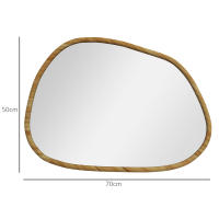HOMCOM Espejo de Pared Decorativo 70x50 cm Espejo de Baño con Forma Irregular y Marco de Madera para Salón Entrada Pasillo Horizontal o Vertical Natural - details 2