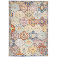 vidaXL Alfombra de interior/exterior diseño vintage ARBIZU 200x280 cm Color Rosa,  Multicolor,  Gris claro y mas Alfombras de área  Alfombra de Piso para Sala de Estar Dormitorio Habitación Salón - details 2