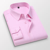 Camisas Largas Para Hombre Negro Blanco Azul Rosa Primavera Otoño Negocios Casuales Botones Cuello Redondo Formal - details 4