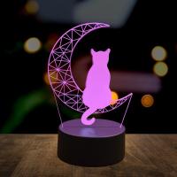 Lámpara De Noche 3D Mooncat USB Para Ambiente De Dormitorio Y Sala De Estar Regalo De Cumpleaños Y Festivales Luz De Noche Animal ABS LED - details 2