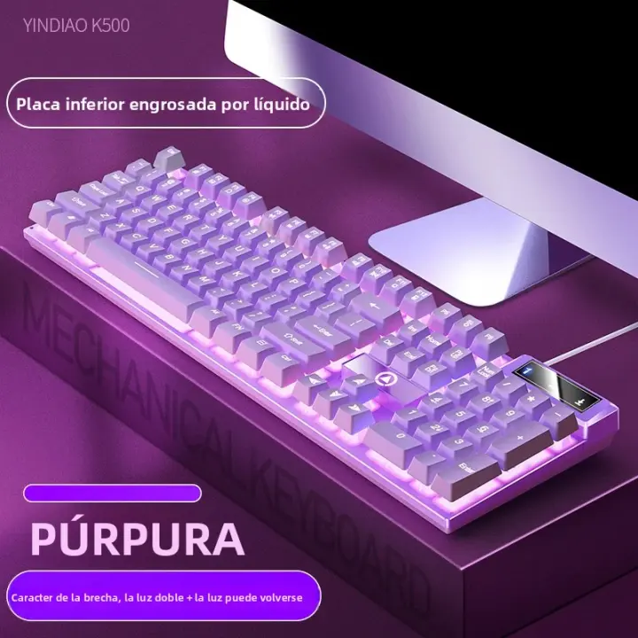 Teclado De Juego 104 Teclas Con Retroiluminación Colorida Teclado Cableado Sentido Mecánico Para Computadora Periféricos E-sports Para Desktop Laptop - 1