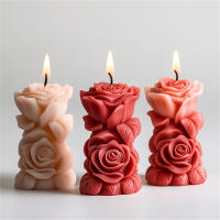 Molde De Silicona 3D Para Vela De Pilar Rosa DIY Geométrico Flor Columna Vela Aromática Molde De Ornamento De Plaster Regalo Hecho a Mano Decoración De Boda - details 1