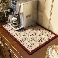 Mantel De Cocina Absorbente Con Diseño Floral Clásico Tapete De Hierro De Diatomeas Para Máquina De Café Tapete De Barra Termoinsulante Lavable Antideslizante Para El Hogar Y Hoteles - details 14