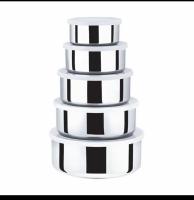 Set de 5 Recipientes de Acero Inoxidable Prácticos Resistentes y Elegantes para Cocina Almacenamiento Diario-Euroxanty- - details 0